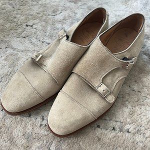 NEW Alfred Sargent Stone Suede Double Monk Strap Loafers